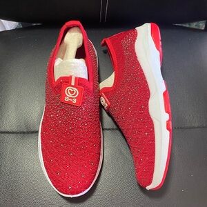 Vibrant Red Women's Slip-On Sneakers